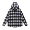 Mens Vintage American Style Plaid Hooded Long Sleeve Shirt Loose Casual All-Match Blouse