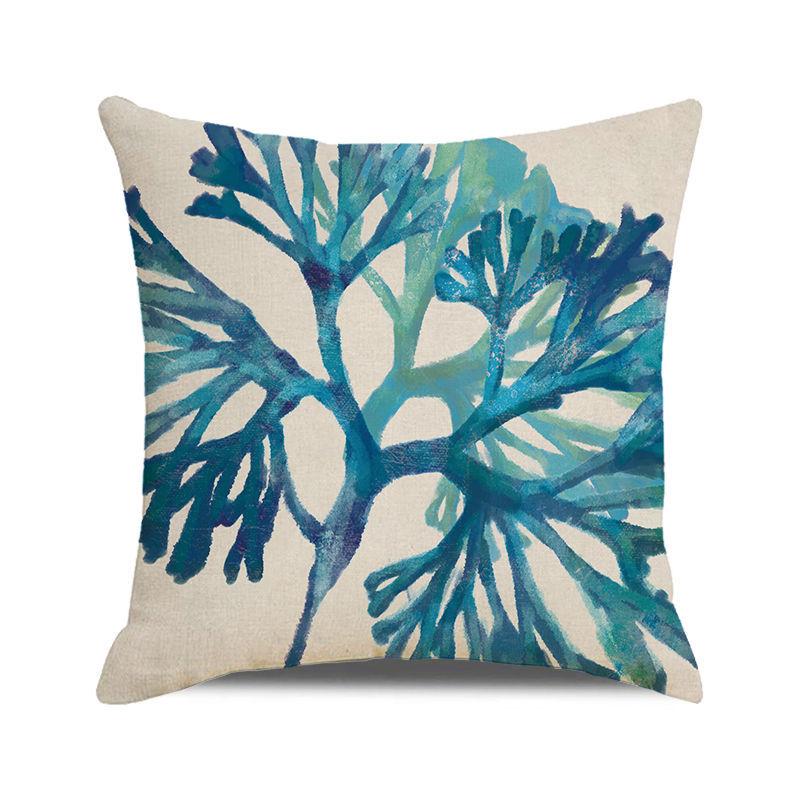 Watercolor Painting of Coral Marine Creatures Digital Printing Short Plush Pillow Covers for Car Sofa Office Cushion Cover