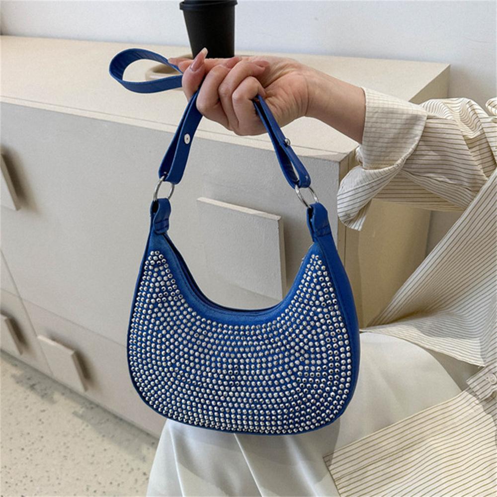 Women's Fashion Studded Underarm Bag Retro PU Shoulder Bag Casual Handbags