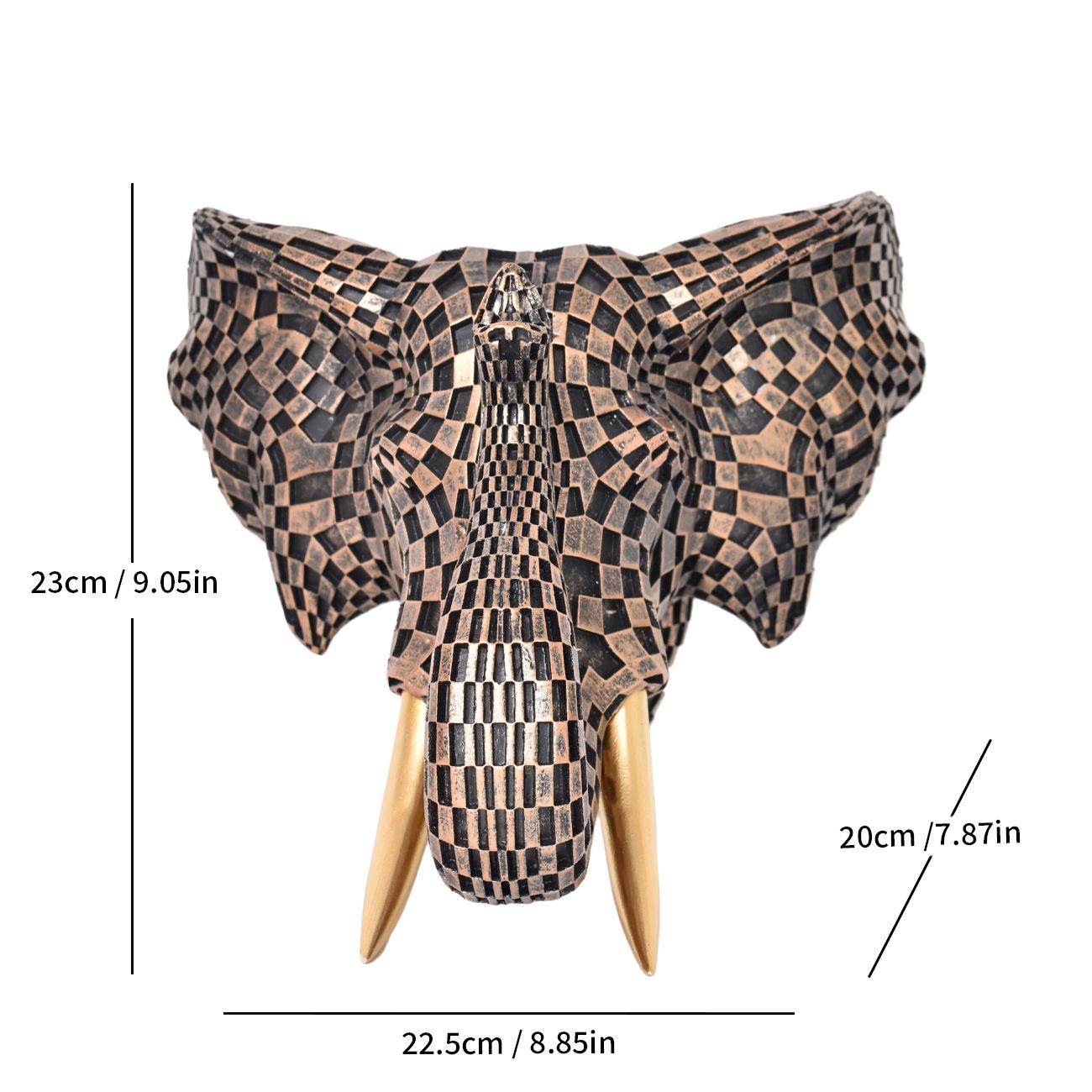 Modern simple elephant head wall hanging home interior porch background wall abstract mosaic animal pendant медный