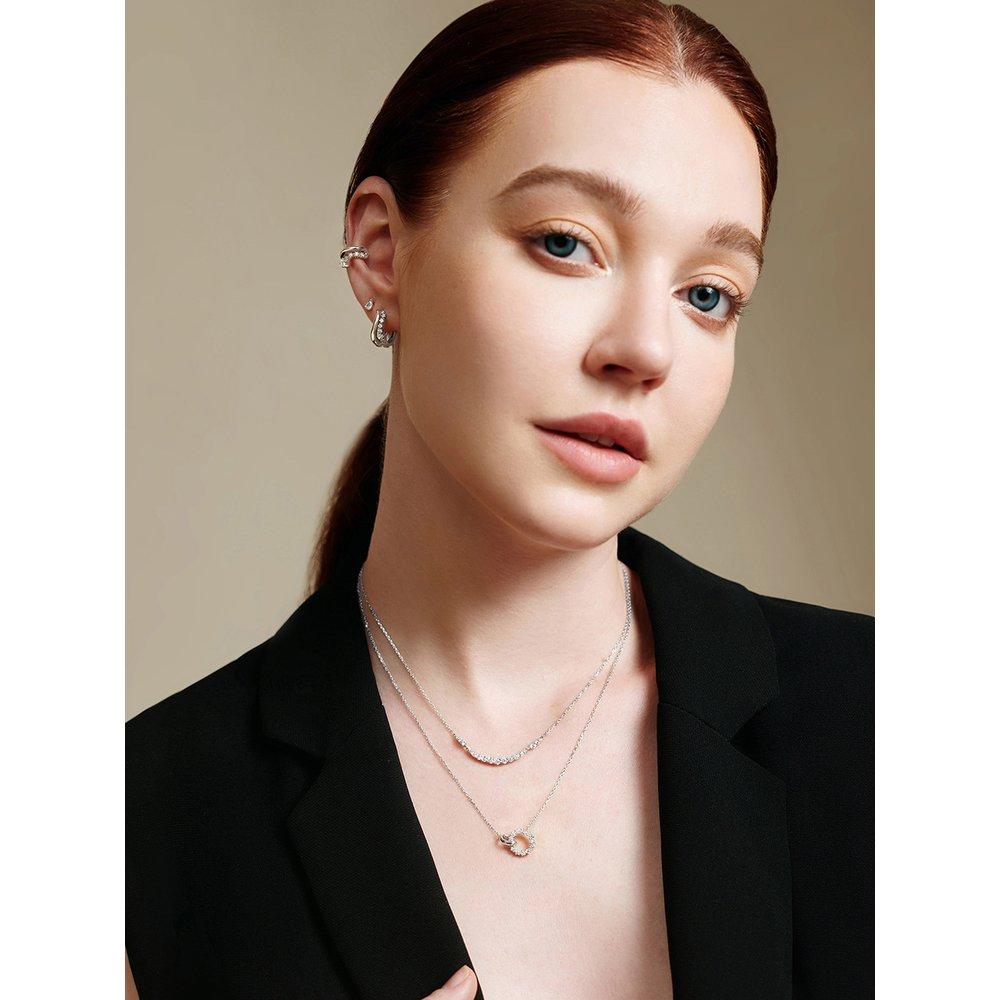 Arc Pave 925 Silver Necklace N056-02H