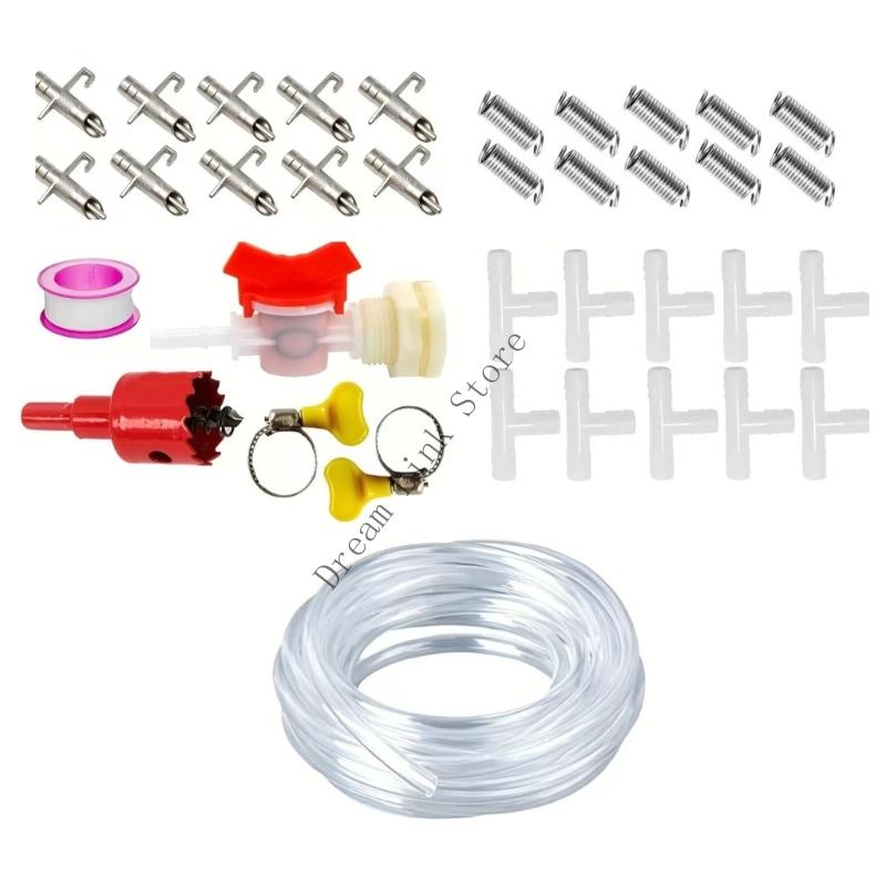 

Q1FD 10/20Pieces Rabbit Drinking System Kits With AntiCorrosion Nipples Drinker And Flexible Hose for Small Animal Cage Use