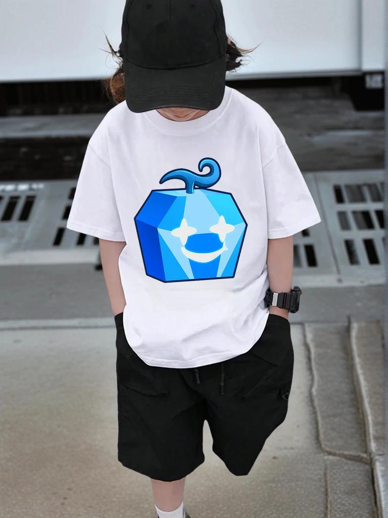 Süße Obstbox Kinder Kurzarm T-Shirt Sommer Niedlich Cartoon Rundhalsausschnitt Jungen Mädchen 3-14