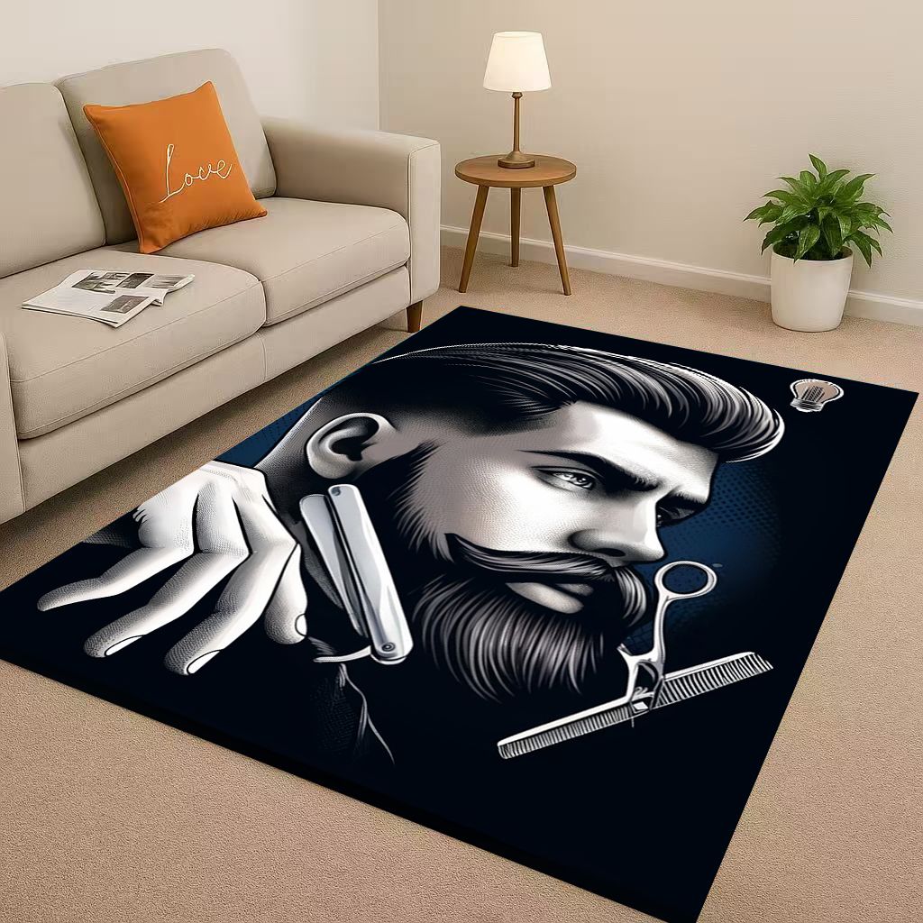 2026 New Retro Barber Shop Symbol Sign Living Room Non Slip Area Rug Carpet for Bedroom Playroom Sofa,Home Decor Doormat Gift