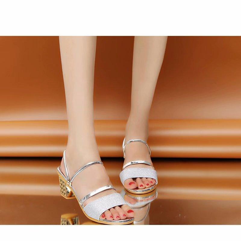 Sommer Ny Vill Mote Tykke Hæler Høye Hæler Sandaler med Åpen Tå Damesandaler Kilehæler Sklisikre Mote Kvinner