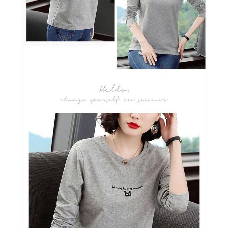 Mode Langarm T-Shirt Damen Tops Herbst Neu Locker Mode Einfach Rundhals Vielseitiges Unterziehshirt