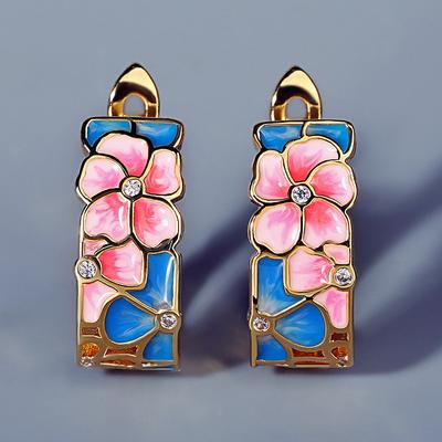 Nová módní smaltovaná květina dámské objímací náušnice retro bohémské kulaté náušnice kreativní pro ženy šperky dárek