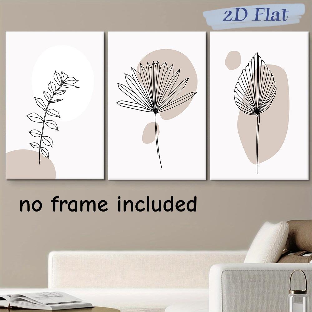 

3PCS 2d Flat Modern minimalist single plant line canvas decorative painting Nordic style living room bedroom entrance wall art h (as the picture,20x30cm-3pcs)
