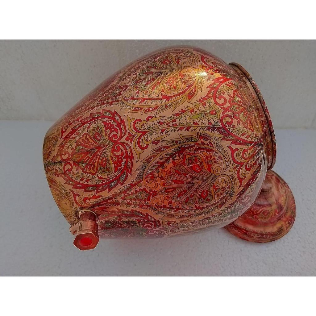 Bedrucktes Blattdesign Kupfer Wasserspender Topf Matka, Aufbewahrung, Heimküche Garten, 13 LTR