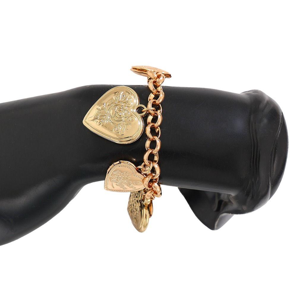 Exaggerate Metal Heart Bracelet Stereoscopic Vintage Jewelry Fashion Heart Pendant Necklace  Gift