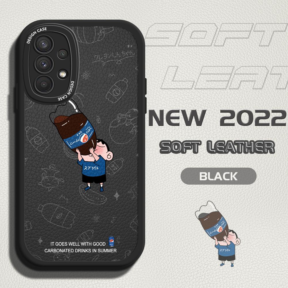 

Тонкий креативный мультяшный карандаш Шин-тян, кожаный чехол на заднюю панель из искусственной кожи, чехол для телефона для Samsung Xiaomi Poco Redmi Redmi Note 12 Pro Speed чёрный