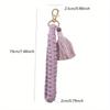 Boho Style Braided Keychain With Lobster Claw Cotton Cord Wristlet Lanyard Key Fob Strap For Women Accessory