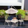 Trending 1:12 Dollhouse Garden Furniture, Metal Table & Chairs + Sun Umbrella, Aesthetic Mini Balcony Set