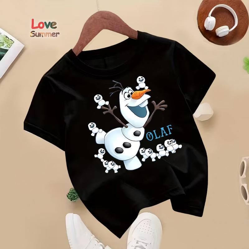 Kids Casual Frozen Olaf Short-Sleeve T-Shirt with Cute Design Comfortable Fabric for Everyday and Outdoor Activities