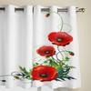 Moderne Fenstervorhänge mit blühenden roten Mohnblumen, luxuriöse Modevorhänge für Wohnzimmer, Schlafzimmer, Küchenvorhänge
