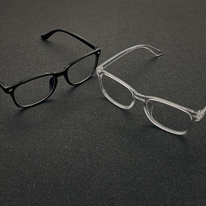 1/2 Pairs Unisex Casual Eyeglass Frames for Business Work Study TV Computer Use Black and Transparent Glasses