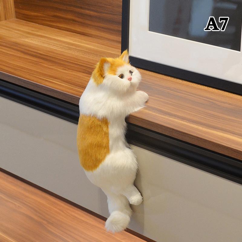 

Cute Simulation Cat Plush Dolls Ornaments Figurine Home Desk Hanging Toy Decor Car Decoration Stuffed Animals Sculptures