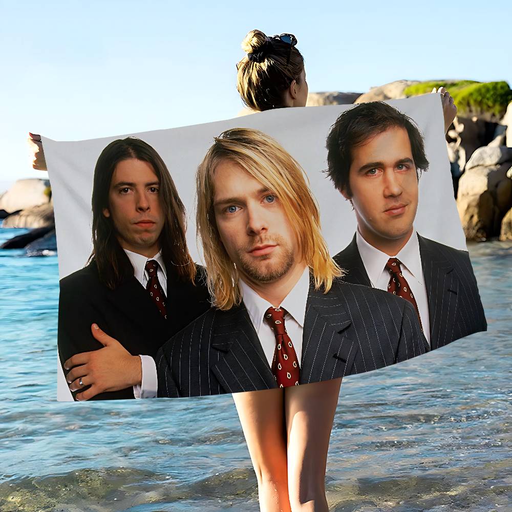 A-N-Nirvana-Rock Band Asciugamano da Bagno Microfibra Morbido Assorbente Traspirante Per Ragazza Bambini Decorativo Cartone Animato Asciugamano da Spiaggia