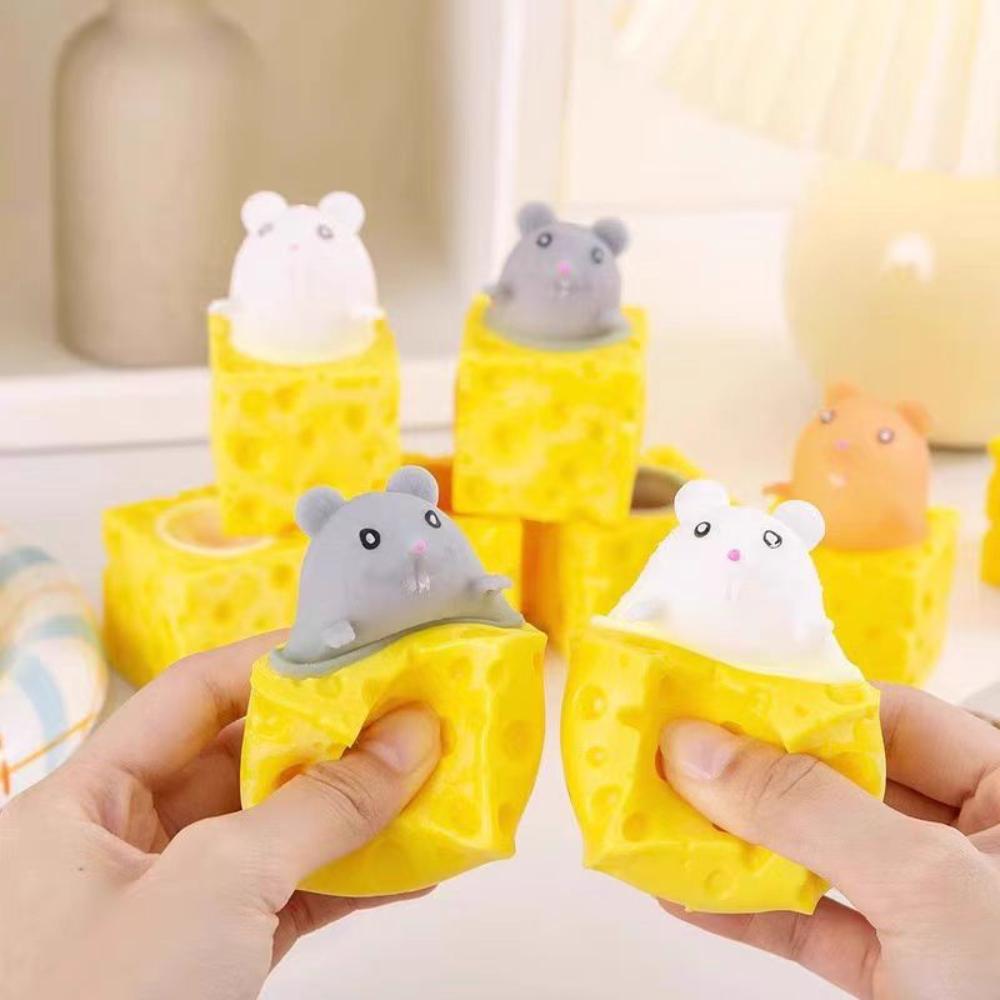 Cheese Mouse Pressing Pinch Music Stress Relieving Toy Squeezing Vent Stress Relieving Toy Girl Birthday Gift Desktop Decoration