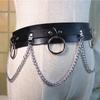 Faux Leather Metal Circle Chain Tassel Waist Belt Punk Gothic Body Accessories