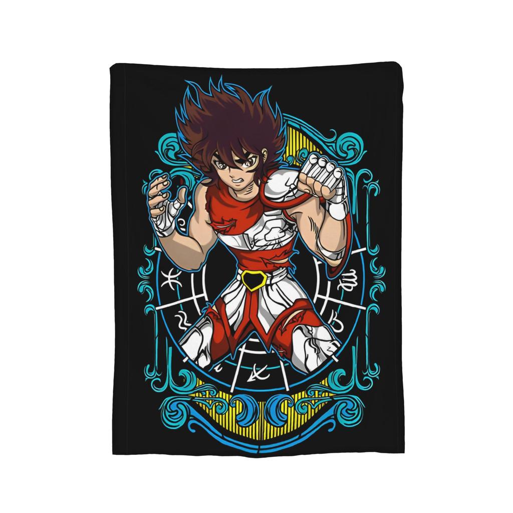 Knights Of The Zodiac Anime Fleece Throw Blanket Saints Seiyas Blankets for Bedding Office Super Warm Bed Rug,