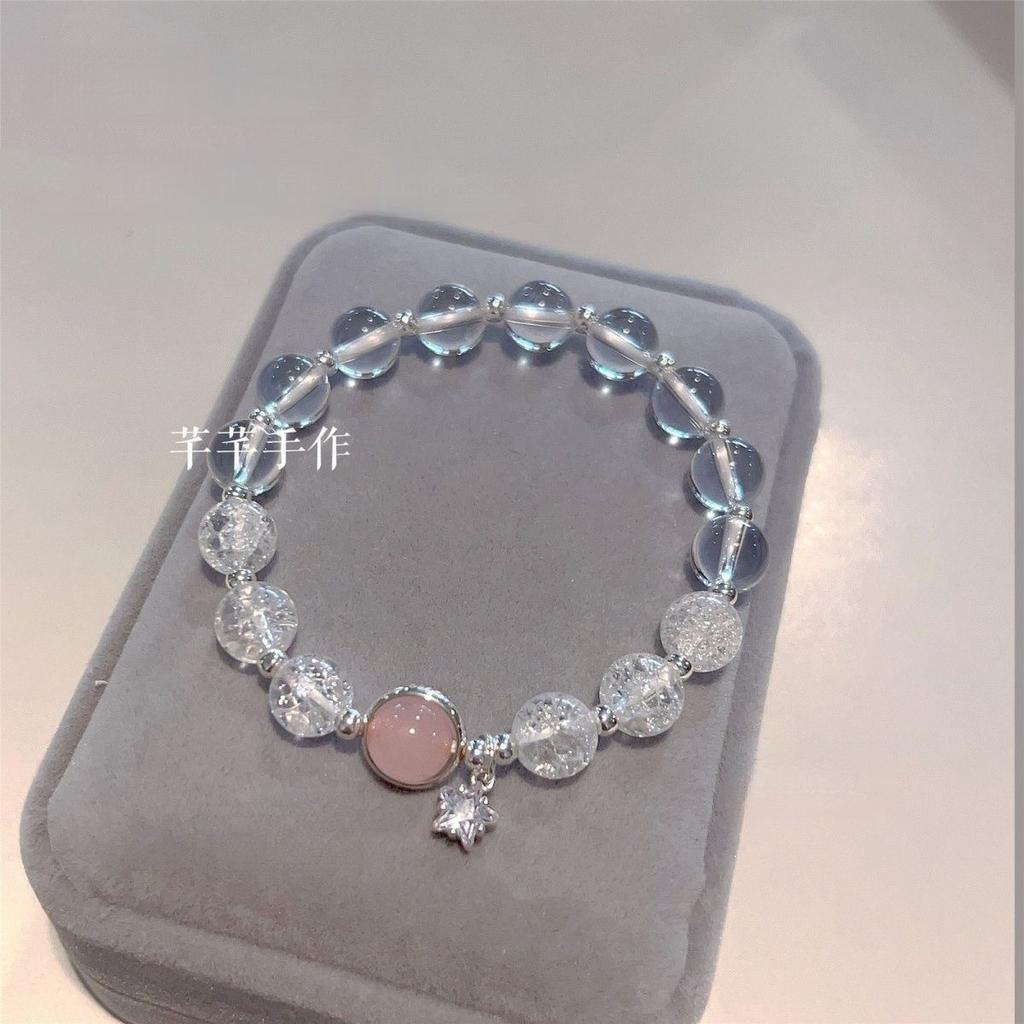 Star bracelet female ins niche design new high-end ice-through peach blossom crystal bracelet girlfriend