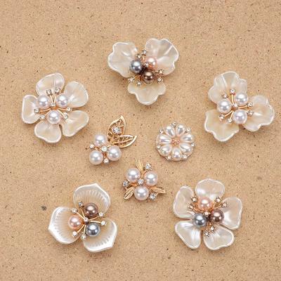 10PCS Accessoires de Chapeau d'Artisanat DIY Boutons Strass Cristal Épingles à Cheveux Perle Clip de Coiffure Bouton Perle