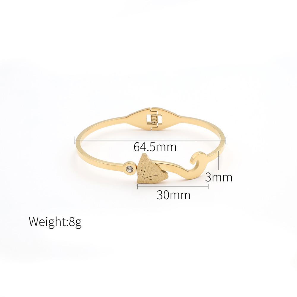 Stylish And Exquisite Matte Diamond-Encrusted Fox Bracelet, Simple Personality, Titanium Steel Spring Buckle Bracelet For Women