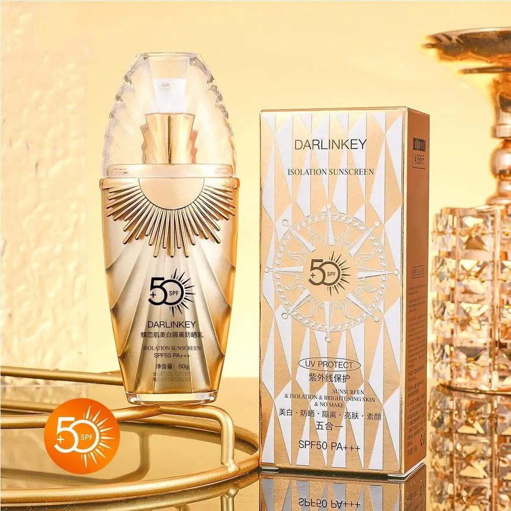 Protetor Solar Clareador Cuidado Facial Loção Controle de Oleosidade Protetor Solar SPF50+++ Hidratante Corretivo Facial CC Cream Base Maquiagem Skincare 50g
