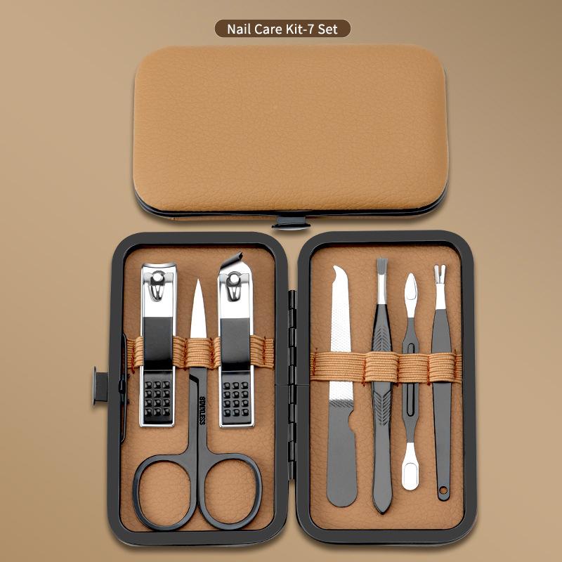 7/16/24Pcs Heavy-Duty Black Manicure & Pedicure Set Complete Nail Care Kit Nail Clippers Set Cuticle Pusher Trimmer Remover