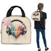 Heart Shaped Music Note With Headphones Insulated Lunch Bag for Women Kids Portable Food Boxes Thermal Lunch Box Tote