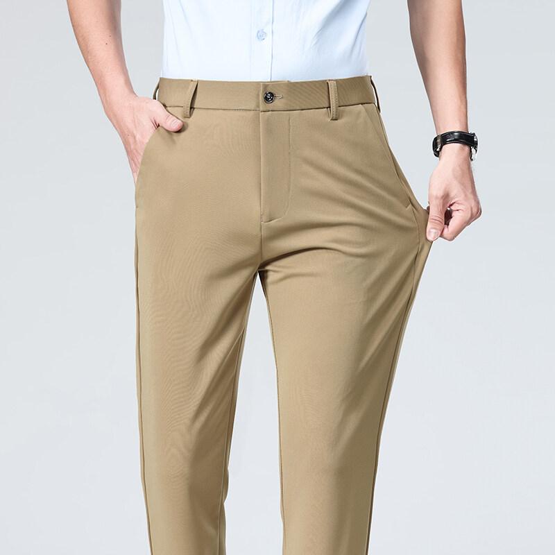 2025 Spring Men Casual Pants Men Elastic Waist Slim Fit Korean Pants Male Soild Color Suit Pants Man Streetwear Trousers