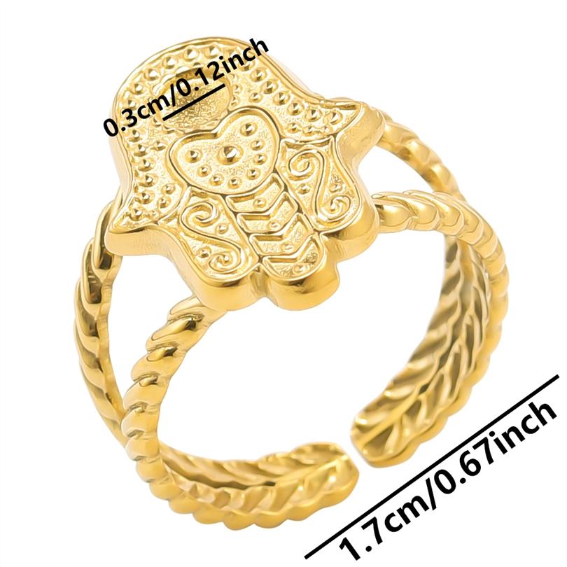 1/5Ppcs/Lot Real Gold Plated Stainless Steel Rings For Women Men Accessories Open Adjsutable Chunky Butterfly Heart Ring Anillos