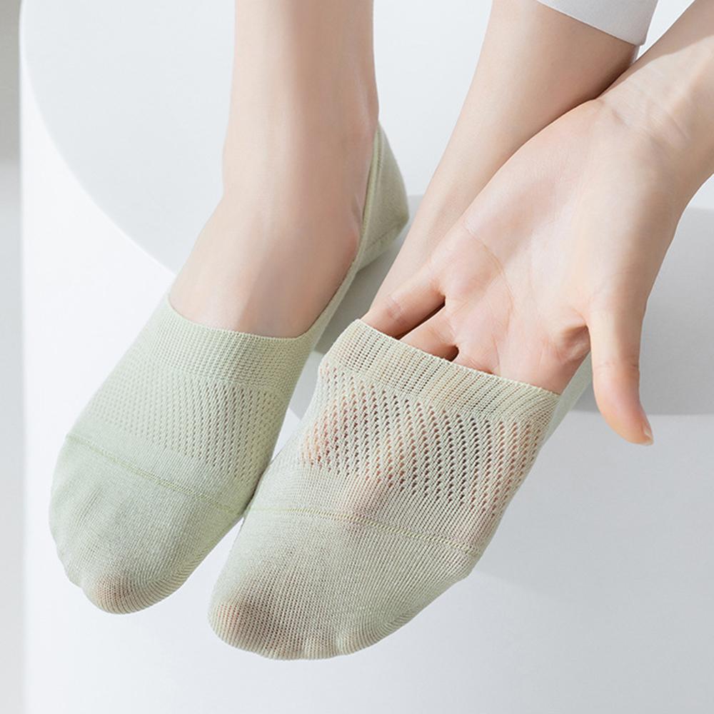 2 Pairs Women Invisible No Show Socks, Mesh Breathable Cotton Liner Socks, Non Slip Low Cut Boat Socks for Summer Daily Wear