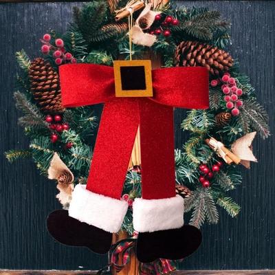 Santa Claus Bow Christmas Decoration Wall Hanging Creative Simple Home Living Room Bedroom Crafts 2024