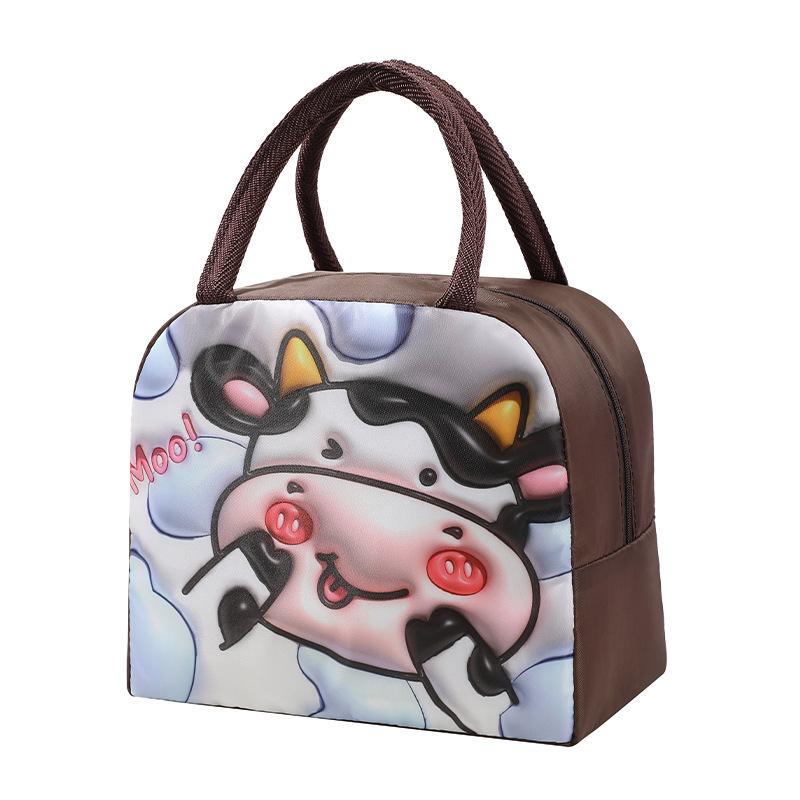 Cute Bento Bag with Rice, Portable Lunch Bag, 3D Three-dimensional Printed Cartoon Preservation and Insulation Lunch Box Bag