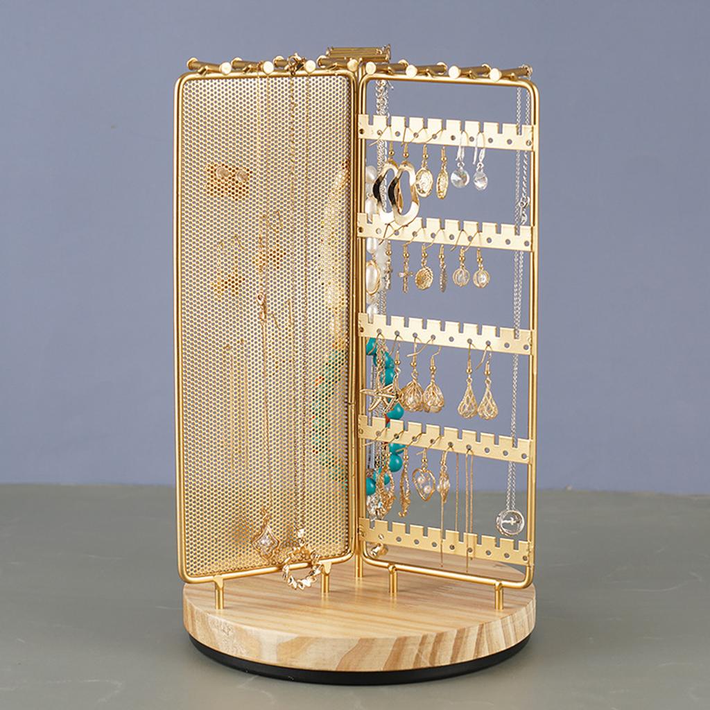 Espositore per Gioielli 3 in 1 a più Livelli Base Rotante in Legno Portagioielli per Collana Oro