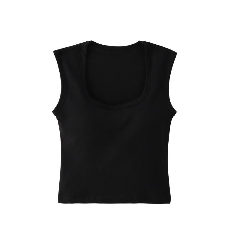 Square Neck Camisole with Chest Pad - Women's Sleeveless Top, Wide Shoulder for Concealed Underarm Fit and Anti-Exposure.