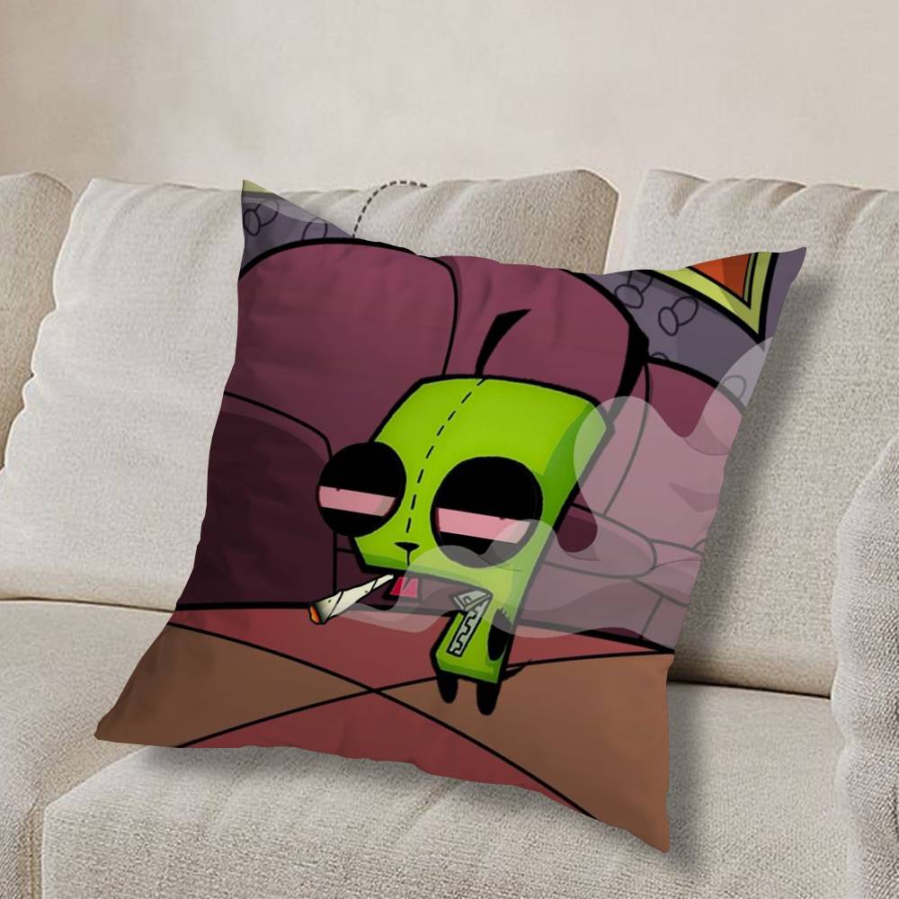 cool Invader Zim Gir I love Pillow Case Square Double-Sided Printing Short Plush Sofa Cushion Cover Bedroom Bedside Pillow