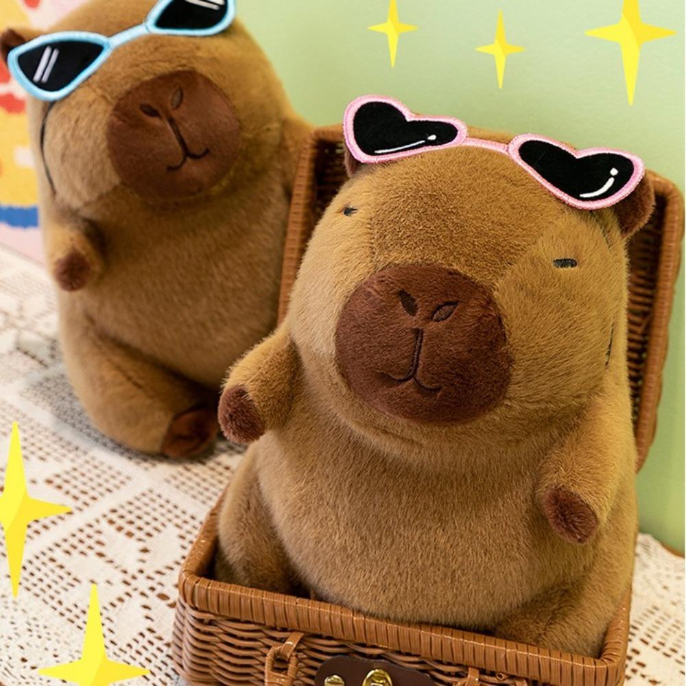 Wear Glasses Capybara Plush Doll Cartoon Capibara Fluffty Doll Capybara Plush Toy  Christmas Toy