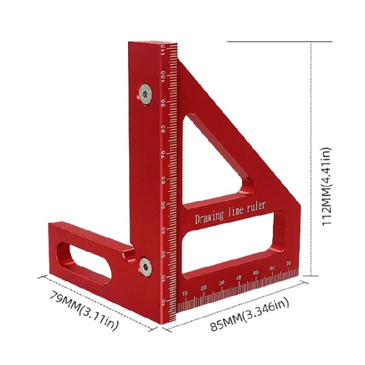Multi-Angles Measuring Ruler 45/90 Degree Aluminum Alloy Woodworking Square Tool