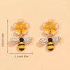 Korean Style Bee Dangle Earring For Women Fashion Creative Design Yellow Flower Drop Earrings Rhinestones Beautiful Zircon Gift