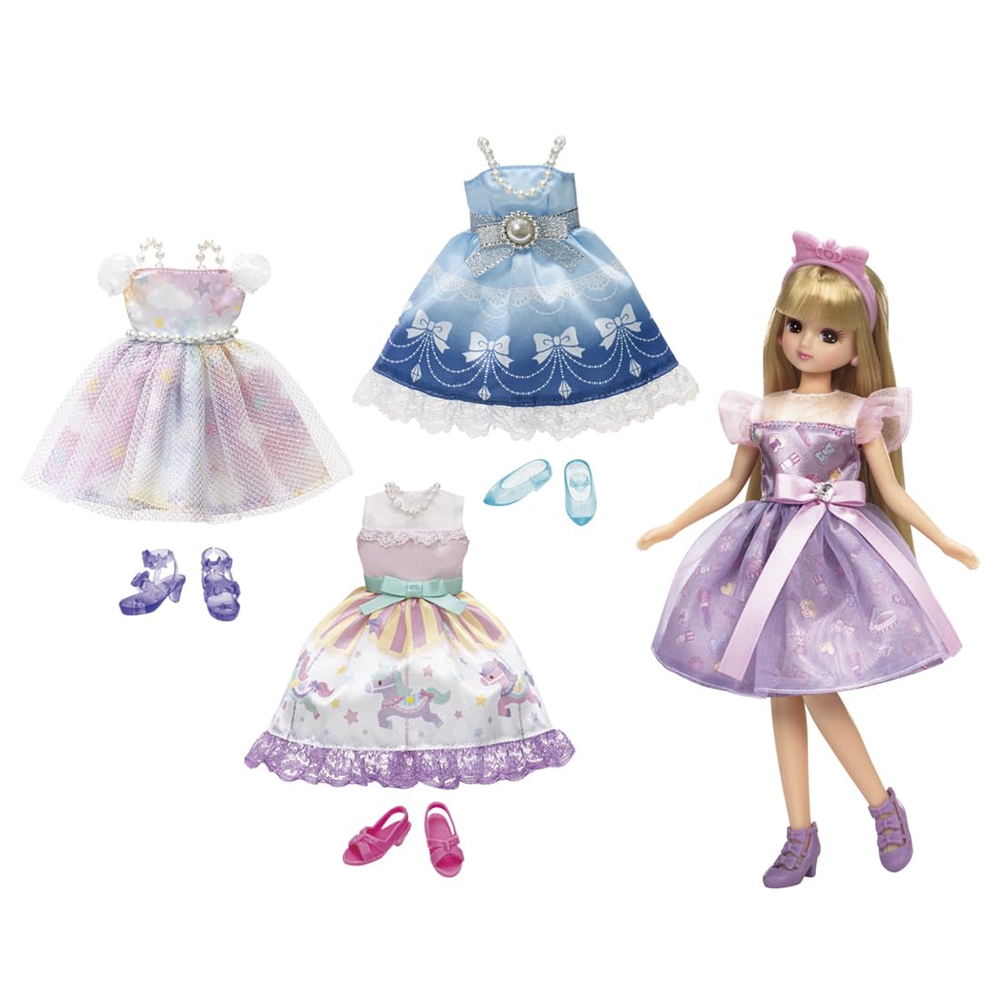 

[Amazon.co.jp Exclusive] Takara Tomy Licca-chan Doll Outing Dress-Up Set, Dress-Up Play Toy, Ages 3 and Up