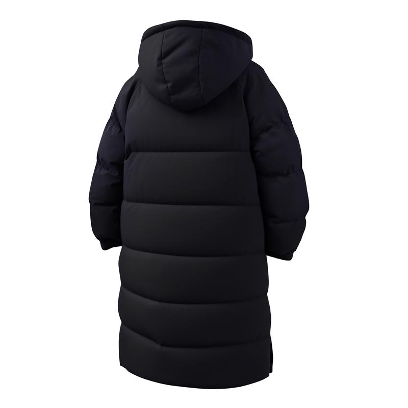 Three Bar Long Winter Couple Style Medium Long Cotton Coat Men's Thick Coat Casual Detachable Hat Cotton Coat Over Knee Cotton Coat