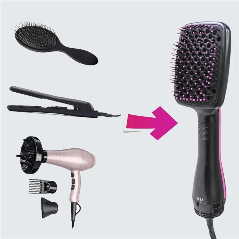 Hot Sale One Step  Hair Comb Negative Ion Hair Dryer Brush Curling Straight Wet And Dry Straight Curler Hot Air Comb