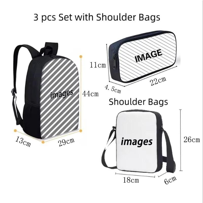 K-Pop 3-teiliges Schulrucksack-Set Mehrfarbiger Schülerrucksack Umhängetasche Federmäppchen Kombi Campus-Tasche