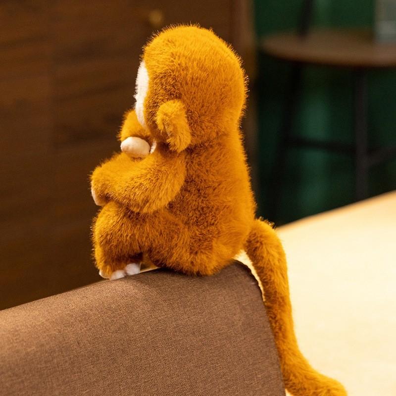 Gold Silk Monkey Plush Toy With Realistic Design For Kids And Collectors
