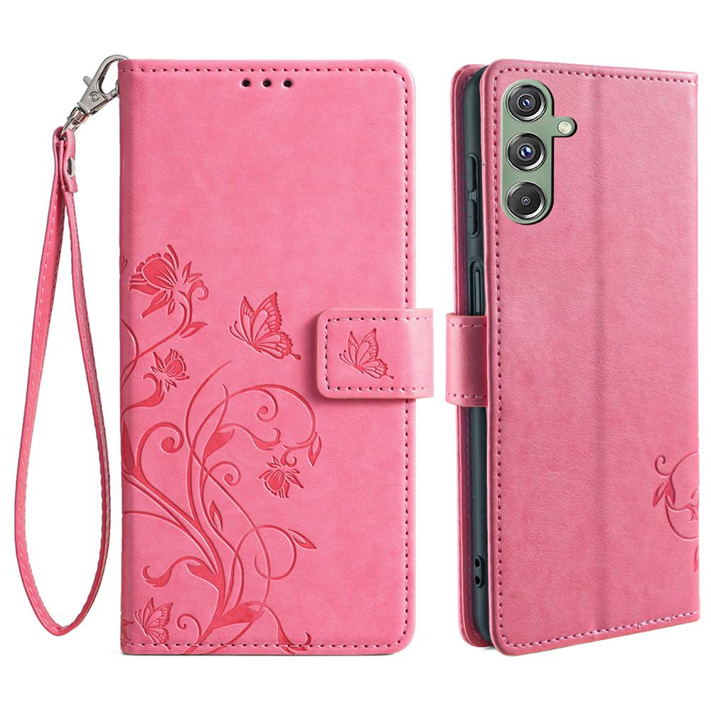 For Samsung Galaxy M34 5G/F34 5G Case PU Leather Card Slots Holder Pocket Butterfly Flower Phone Cover