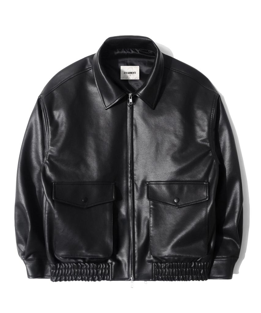 Qt8 Garments Rg Synthetic Leather Pocket Jacket (Black)