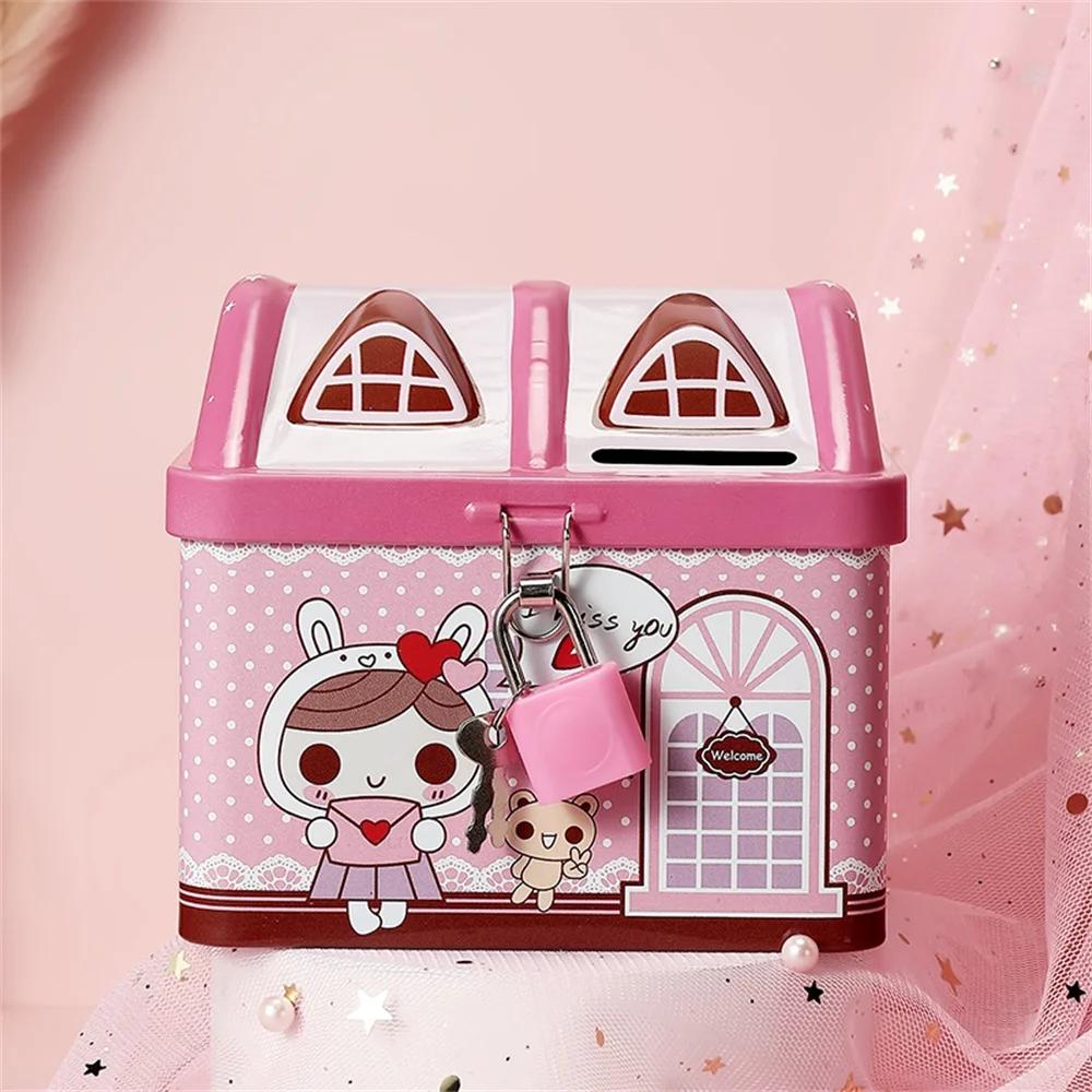 

Маленький домик Милая Копилка Копилка Жестяные сберегательные банки Лучший подарок для детей Сберегательные банки Креативный подарок на день рождения розовый